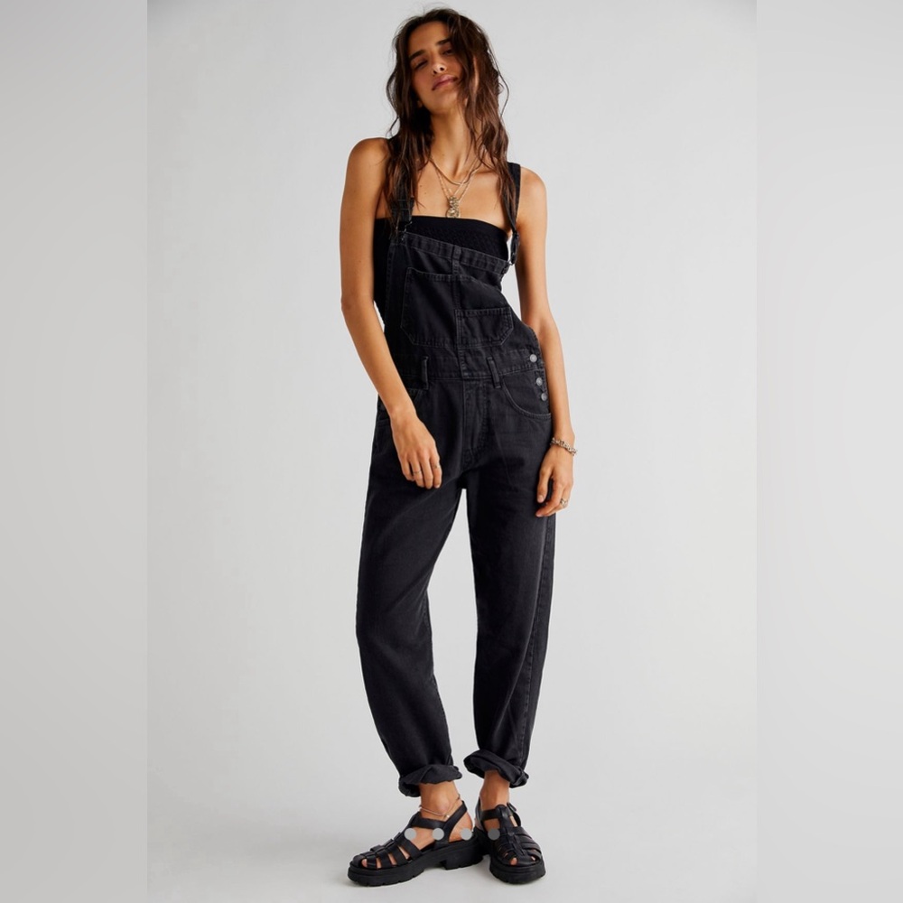 Free People Ziggy Overalls - Mineral Black- Large